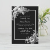 エレガントなブラックとホワイトのモダンゴシックウェディング 招待状 (スタンド正面)