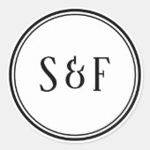 エレガントなブラックとホワイトのモノグラム封筒シール ラウンドシール (正面)