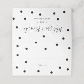 エレガントなブラックとホワイトの水玉模様のウェディング プレイスカード (外部開封)