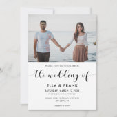 エレガントなブラックとホワイトの結婚式の写真招待状 招待状 (正面)