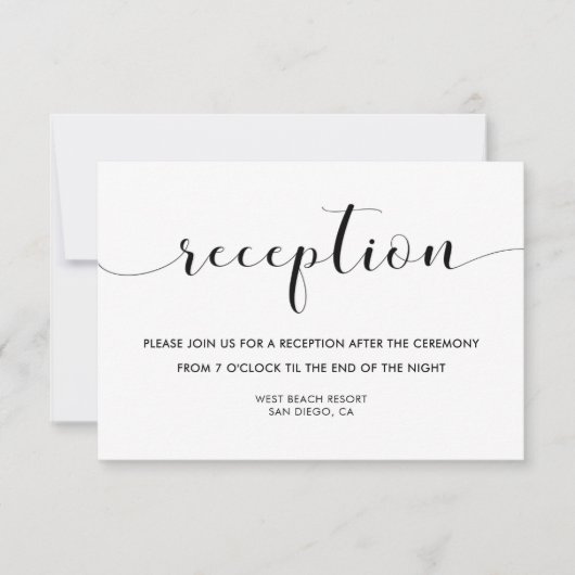 エレガントなブラックとホワイトの結婚式の受付カード 招待状