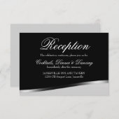 エレガントなブラックとホワイトの結婚式の受付カード 招待状 (正面/裏面)