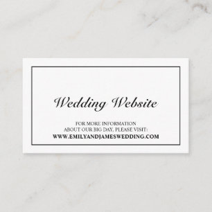 エレガントなブラックとホワイトの結婚式ウェブサイト エンクロージャーカード