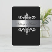 エレガントなブラックとホワイトの結婚式招待状 招待状 (スタンド正面)