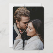 エレガントなブラックとホワイトの花柄写真モノグラム結婚式 招待状 (裏面)