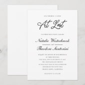 エレガントなブラックとホワイト ついに私たちの結婚式 招待状 (正面/裏面)