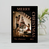 エレガントなブラックとローズゴールド 箔シーズンカード (立ち正面)