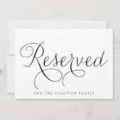 エレガントなブラックのウェディングサイン「Reserved」 招待状 (正面)