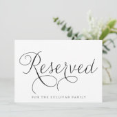 エレガントなブラックのウェディングサイン「Reserved」 招待状 (スタンド正面)