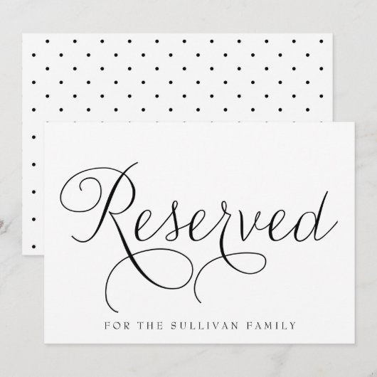 エレガントなブラックのウェディングサイン「Reserved」 招待状 (正面/裏面)