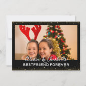 エレガントなブラックのカスタム写真ベストフレンドフォーエバー シーズンカード (正面)