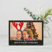 エレガントなブラックのカスタム写真ベストフレンドフォーエバー シーズンカード (スタンド正面)