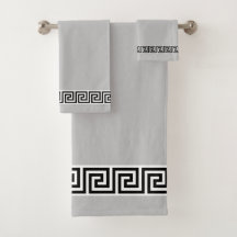 エレガントなブラックのギリシャ模様がシルバーグレーに