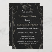 エレガントなブラックのリハーサルディナー招待状 サンキューカード (正面/裏面)