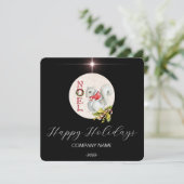 エレガントなブラックの水彩画ホリデーカード シーズンカード (スタンド正面)