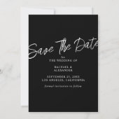 エレガントなブラックの結婚式の写真を使ったSave the Date 招待状 (裏面)