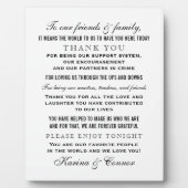 エレガントなブラックの結婚式ゲストへの感謝メッセージ フォトプラーク (正面)