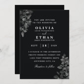エレガントなブラックの結婚式招待状 招待状 (正面/裏面)