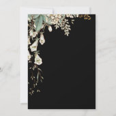 エレガントなブラックの花のスクリプトウェディング セーブザデート (裏面)