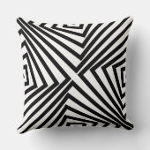 エレガントなブラックアングルパターン ホワイト クッション (裏面)