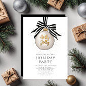 エレガントなブラックアンドホワイトのクリスマスホリデーパーティー 招待状