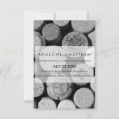 エレガントなブラックアンドホワイトのワイン栓 結婚式のカード 招待状 (正面)