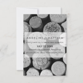 エレガントなブラックアンドホワイトのワイン栓 結婚式のカード 招待状