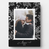 エレガントなブラックイーゼル付きホワイトフラワーフォト フォトプラーク (正面)