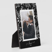 エレガントなブラックイーゼル付きホワイトフラワーフォト フォトプラーク (側面)