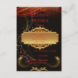 エレガントなブラックウェディングの詳細カード ゴールドデザイン エンクロージャーカード