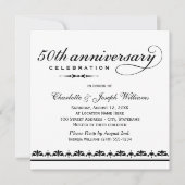 エレガントなブラックウェディングアニバーサリーセレブレーション 招待状 (正面)
