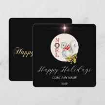 エレガントなブラックウォーターカラーハolidayカード