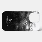 エレガントなブラックウォーターカラーモノグラム Case-Mate iPhoneケース (裏面 (横))