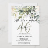 エレガントなブラックカリグラフィーサプライズパーティー 招待状 (正面)