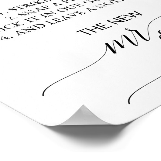 エレガントなブラックカリグラフィーフォトブースゲストブック ポスター (角)