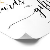 エレガントなブラックカリグラフィーフラワーカード&ギフトサイン ポスター (角)