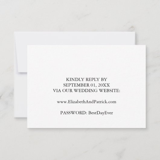 エレガントなブラックカリグラフィー結婚式サイトの出欠確認カード 出欠カード (裏面)