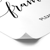 エレガントなブラックカリグラフィー結婚式ハートフレーム ポスター (角)