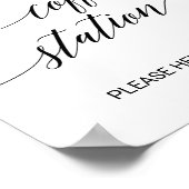 エレガントなブラックカリグラフィー茶とコーヒーの看板 ポスター (角)