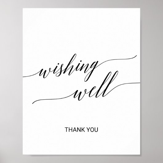 エレガントなブラックカリグラフィー願い事の井戸の看板 ポスター (正面)