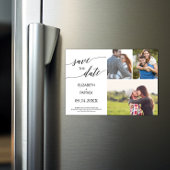 エレガントなブラックカリグラフィー3枚の写真でおめでとう マグネット招待状