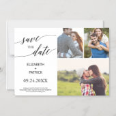 エレガントなブラックカリグラフィー3枚の写真でおめでとう マグネット招待状 (正面)