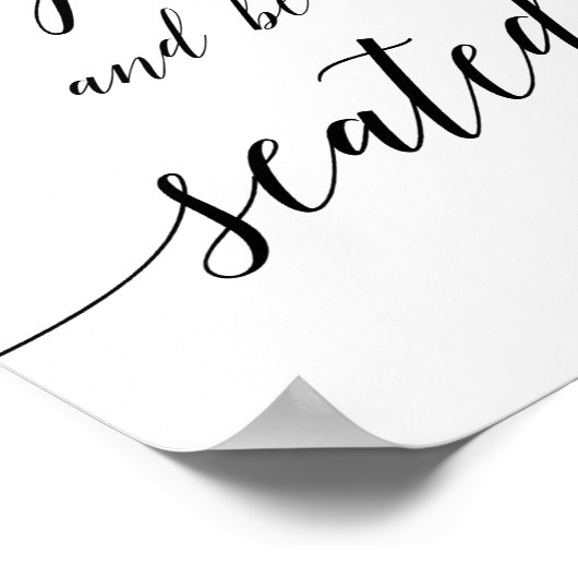 エレガントなブラックカリグラフィー ドリンクをどうぞ 着席くださいのサイン ポスター (角)