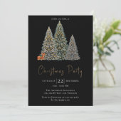 エレガントなブラッククリスマスパーティー招待状 - 冬 招待状 (スタンド正面)