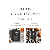 エレガントなブラックゴシック フラワースカル ハロウィン 招待状