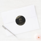 エレガントなブラックゴールドのアゲート10周年パーティー ラウンドシール (封筒)