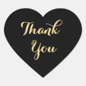 エレガントなブラックゴールドのウェディングパーティーファヴォリテームズ サンクス ハートシール (正面)