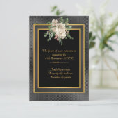 エレガントなブラックゴールドのエンボス加工 フローラル RSVP (スタンド正面)