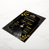 エレガントなブラックゴールドのキンセアニエラ招待状 ホイル 箔招待状 (回転した状態)