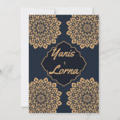 エレガントなブラックゴールドのクラシックマンダラウェディングインビテーション 招待状 (裏面)